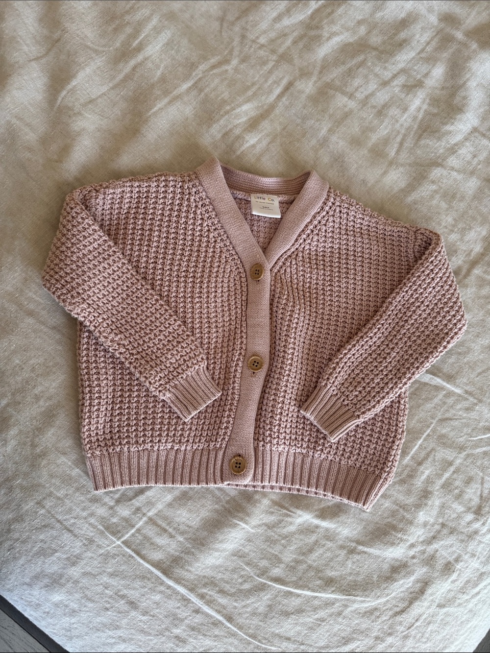 Kids Textured Knit Cardigan in Dusty Pink